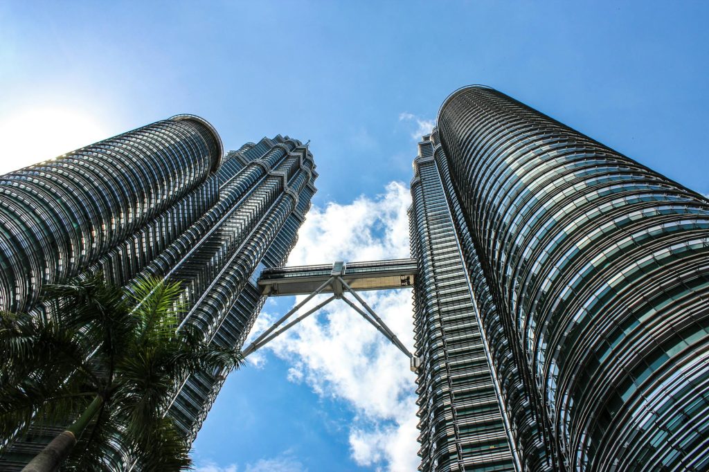 petronas twin towers skybridge view in kuala lumpur